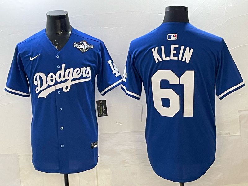 Men 2025 Nike Los Angeles Dodgers #61 Klein Blue Game MLB Jersey 018->los angeles dodgers->MLB Jersey